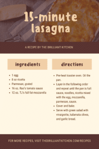 Ultimate Toaster Oven Lasagna Recipe Card