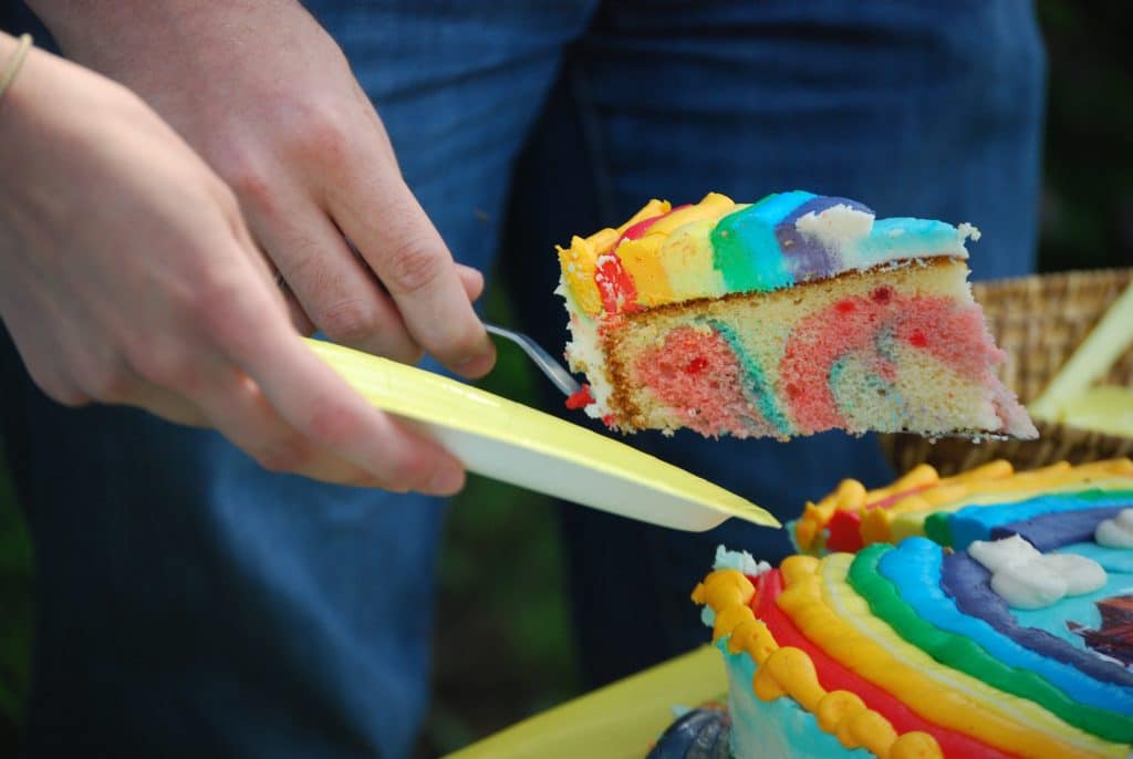Toaster Oven-Baked Rainbow Cheesecake
