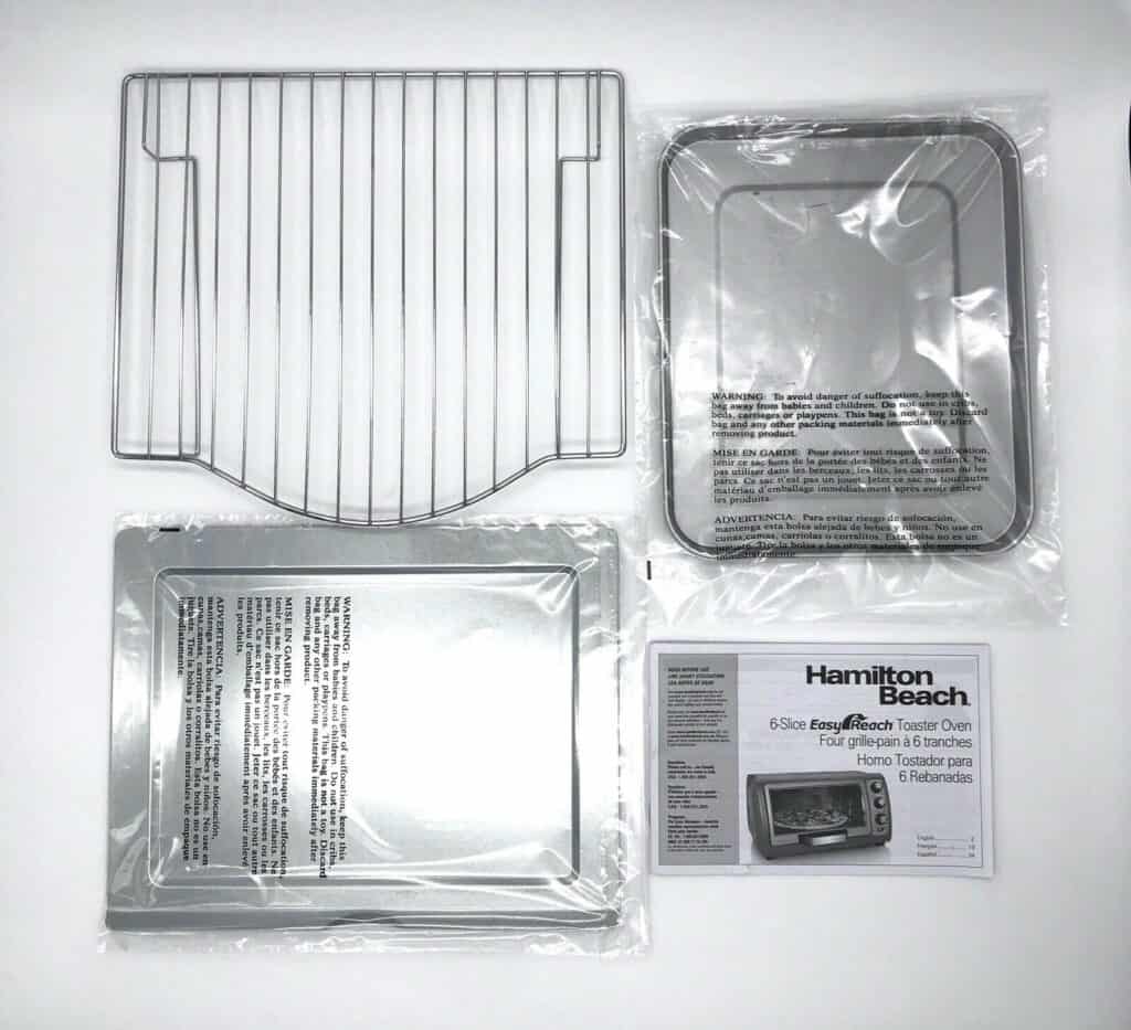 Hamilton Beach Easy Reach 6 Slice Toaster Oven accessories