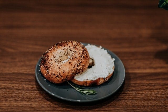 Bagel toasted in a toaster oven