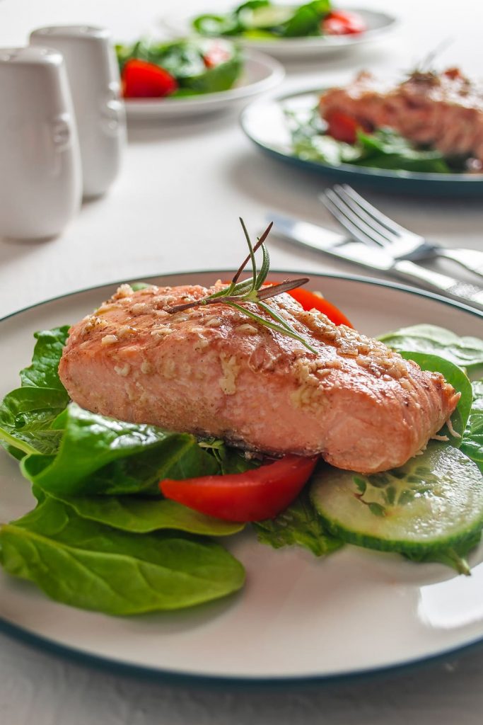 Salmon Baked in Toaster Oven with vegetables