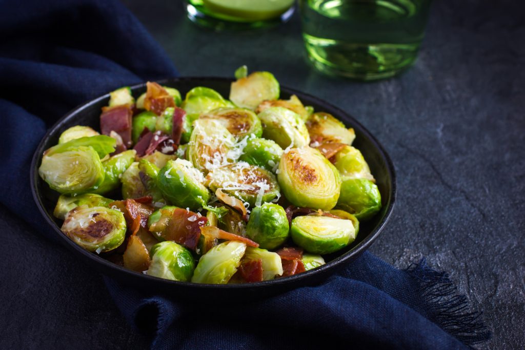 Roasted brussels sprouts with bacon