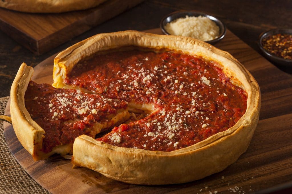 Deep-dish Chicago pizza